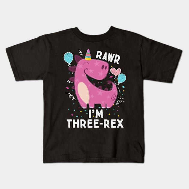 I'm Three-Rex Kids T-Shirt by stayilbee